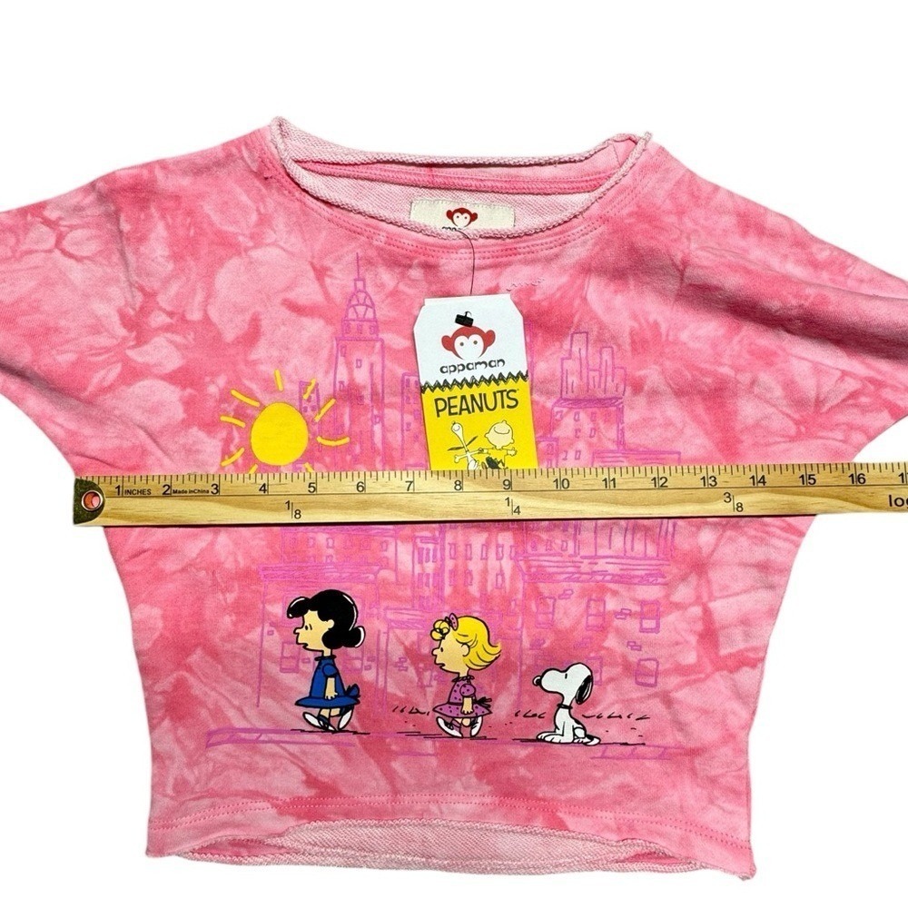 Appaman Peanuts Sweatshirt Light Pink Tie Dye Girls Size 3T NWT Casual Snoopy - Picture 4 of 11